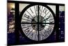 Giant Clock Window - Night View of Manhattan with Foggy III-Philippe Hugonnard-Mounted Photographic Print