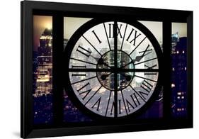 Giant Clock Window - Night View of Manhattan with Foggy III-Philippe Hugonnard-Framed Photographic Print