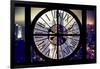 Giant Clock Window - Night View of Manhattan with Foggy IV-Philippe Hugonnard-Framed Photographic Print