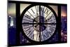 Giant Clock Window - Night View of Manhattan with Foggy IV-Philippe Hugonnard-Mounted Photographic Print