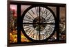 Giant Clock Window - Night View of Manhattan with Foggy-Philippe Hugonnard-Framed Photographic Print