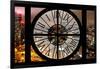 Giant Clock Window - Night View of Manhattan with Foggy-Philippe Hugonnard-Framed Photographic Print