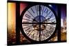 Giant Clock Window - Night View of Manhattan-Philippe Hugonnard-Stretched Canvas