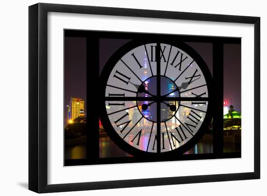 Giant Clock Window - Night view of Shanghai - China-Philippe Hugonnard-Framed Photographic Print