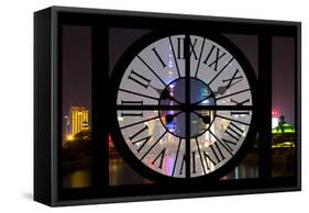 Giant Clock Window - Night view of Shanghai - China-Philippe Hugonnard-Framed Stretched Canvas
