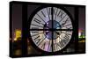 Giant Clock Window - Night view of Shanghai - China-Philippe Hugonnard-Stretched Canvas