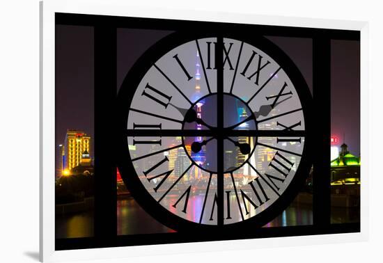 Giant Clock Window - Night view of Shanghai - China-Philippe Hugonnard-Framed Photographic Print