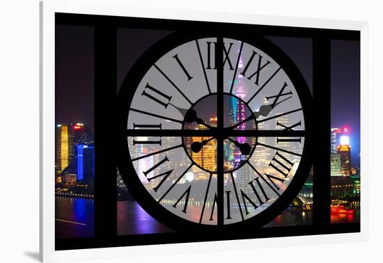 Giant Clock Window - Night view of Shanghai with the Oriental Tower - China II-Philippe Hugonnard-Framed Photographic Print