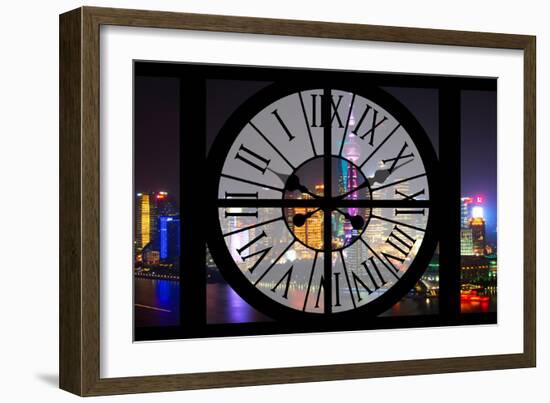 Giant Clock Window - Night view of Shanghai with the Oriental Tower - China II-Philippe Hugonnard-Framed Premium Photographic Print