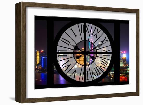 Giant Clock Window - Night view of Shanghai with the Oriental Tower - China II-Philippe Hugonnard-Framed Photographic Print