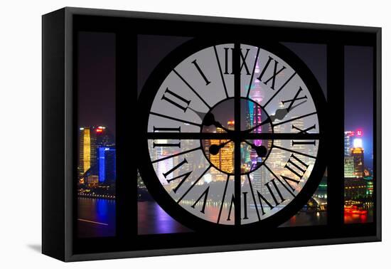 Giant Clock Window - Night view of Shanghai with the Oriental Tower - China II-Philippe Hugonnard-Framed Stretched Canvas