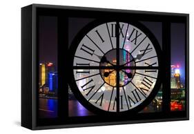Giant Clock Window - Night view of Shanghai with the Oriental Tower - China II-Philippe Hugonnard-Framed Stretched Canvas