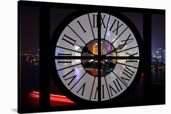 Giant Clock Window - Night view of Shanghai with the Oriental Tower - China III-Philippe Hugonnard-Stretched Canvas