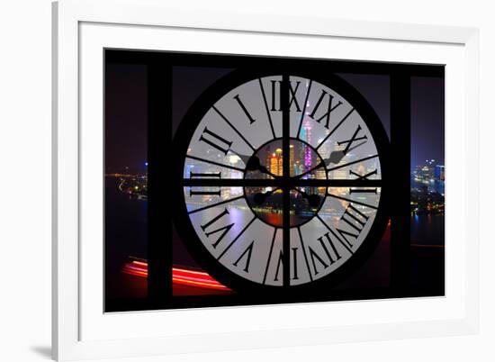 Giant Clock Window - Night view of Shanghai with the Oriental Tower - China III-Philippe Hugonnard-Framed Photographic Print