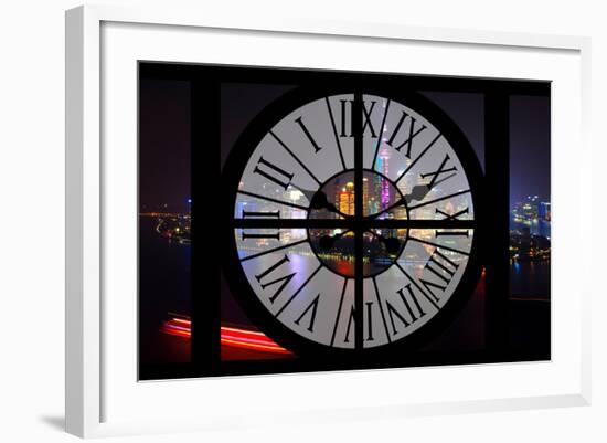 Giant Clock Window - Night view of Shanghai with the Oriental Tower - China III-Philippe Hugonnard-Framed Photographic Print