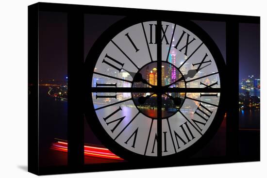 Giant Clock Window - Night view of Shanghai with the Oriental Tower - China III-Philippe Hugonnard-Stretched Canvas