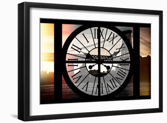 Giant Clock Window - Night View of the Williamsburg Bridge-Philippe Hugonnard-Framed Photographic Print