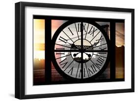 Giant Clock Window - Night View of the Williamsburg Bridge-Philippe Hugonnard-Framed Photographic Print