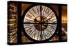 Giant Clock Window - Night View on Manhattan-Philippe Hugonnard-Stretched Canvas