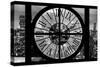 Giant Clock Window - Night View on the New York City II-Philippe Hugonnard-Stretched Canvas
