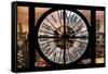 Giant Clock Window - Night View on the New York City-Philippe Hugonnard-Framed Stretched Canvas