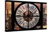 Giant Clock Window - Night View on the New York City-Philippe Hugonnard-Stretched Canvas
