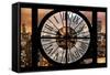 Giant Clock Window - Night View on the New York City-Philippe Hugonnard-Framed Stretched Canvas