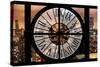 Giant Clock Window - Night View on the New York City-Philippe Hugonnard-Stretched Canvas