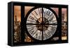 Giant Clock Window - Night View on the New York City-Philippe Hugonnard-Framed Stretched Canvas