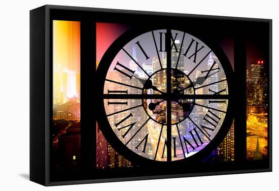 Giant Clock Window - Night View on the New York-Philippe Hugonnard-Framed Stretched Canvas
