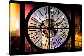 Giant Clock Window - Night View on the New York-Philippe Hugonnard-Stretched Canvas