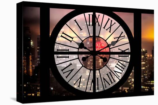 Giant Clock Window - Night View on the New Yorker Hotel with Foggy-Philippe Hugonnard-Stretched Canvas