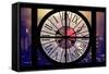 Giant Clock Window - Night View on the New Yorker with Foggy-Philippe Hugonnard-Framed Stretched Canvas