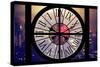 Giant Clock Window - Night View on the New Yorker with Foggy-Philippe Hugonnard-Stretched Canvas