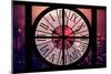 Giant Clock Window - Night View on the New Yorker with Pink Foggy-Philippe Hugonnard-Mounted Photographic Print