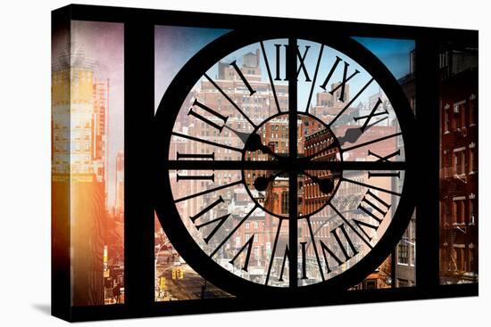 Giant Clock Window - View of Buildings in Garmen District in Winter - Manhattan III-Philippe Hugonnard-Stretched Canvas