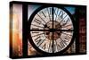 Giant Clock Window - View of Buildings in Garmen District in Winter - Manhattan III-Philippe Hugonnard-Stretched Canvas