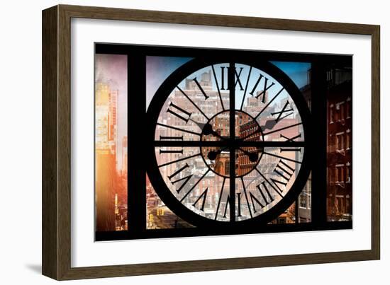 Giant Clock Window - View of Buildings in Garmen District in Winter - Manhattan III-Philippe Hugonnard-Framed Photographic Print