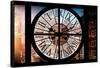 Giant Clock Window - View of Buildings in Garmen District in Winter - Manhattan III-Philippe Hugonnard-Framed Stretched Canvas