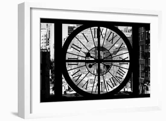 Giant Clock Window - View of Buildings in Garmen District in Winter - Manhattan IV-Philippe Hugonnard-Framed Photographic Print