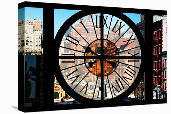Giant Clock Window - View of Buildings in Garmen District in Winter - Manhattan-Philippe Hugonnard-Stretched Canvas