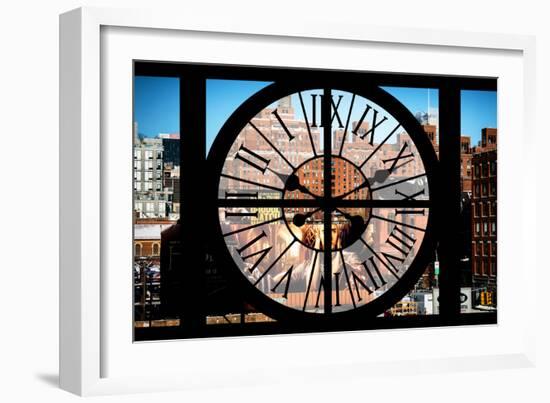 Giant Clock Window - View of Buildings in Garmen District - New York City-Philippe Hugonnard-Framed Photographic Print