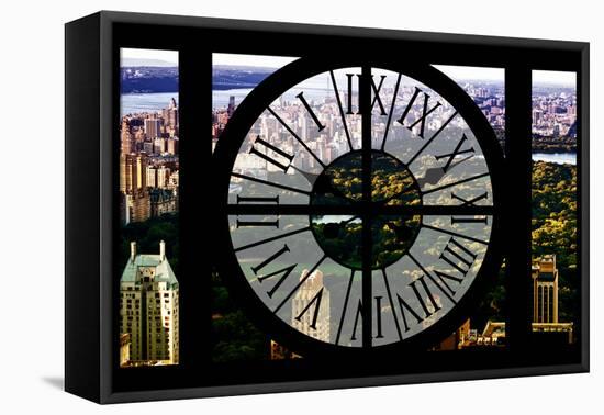 Giant Clock Window - View of Central Park at Sunset-Philippe Hugonnard-Framed Stretched Canvas