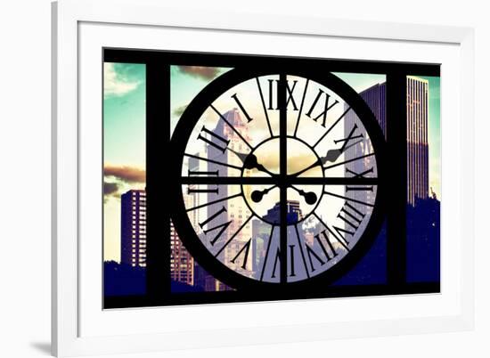 Giant Clock Window - View of Central Park Buildings at Sunset III-Philippe Hugonnard-Framed Photographic Print