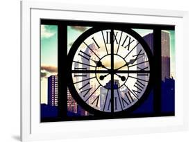 Giant Clock Window - View of Central Park Buildings at Sunset III-Philippe Hugonnard-Framed Photographic Print