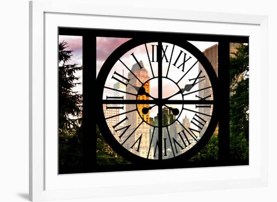 Giant Clock Window - View of Central Park Buildings at Sunset IV-Philippe Hugonnard-Framed Photographic Print