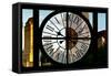 Giant Clock Window - View of Central Park Buildings at Sunset-Philippe Hugonnard-Framed Stretched Canvas