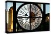 Giant Clock Window - View of Central Park Buildings at Sunset-Philippe Hugonnard-Stretched Canvas