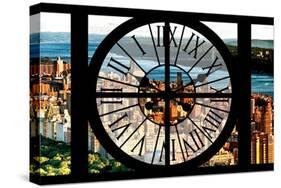 Giant Clock Window - View of Central Park with Hudson River at Sunset-Philippe Hugonnard-Stretched Canvas