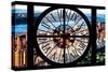 Giant Clock Window - View of Central Park with Hudson River-Philippe Hugonnard-Stretched Canvas